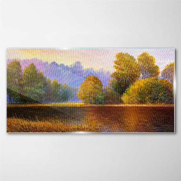 A peaceful autumn landscape Wall art on glass