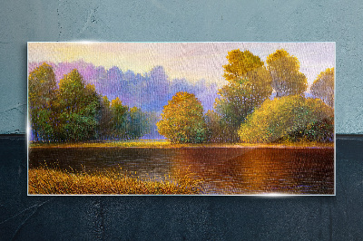 A peaceful autumn landscape Wall art on glass