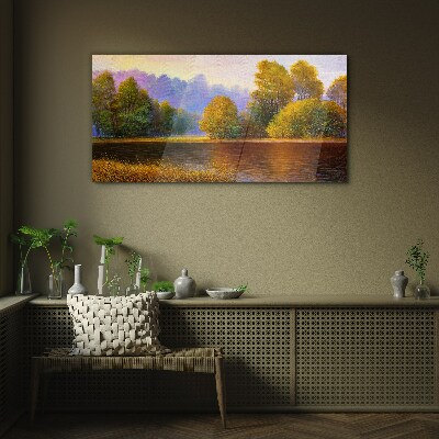 A peaceful autumn landscape Wall art on glass