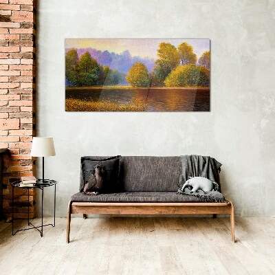 A peaceful autumn landscape Wall art on glass