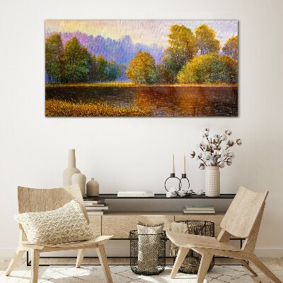 A peaceful autumn landscape Wall art on glass