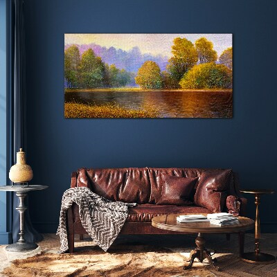 A peaceful autumn landscape Wall art on glass