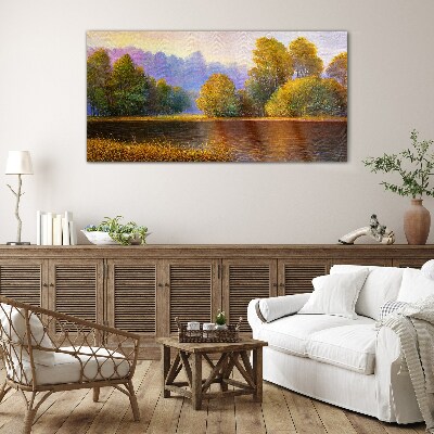 A peaceful autumn landscape Wall art on glass