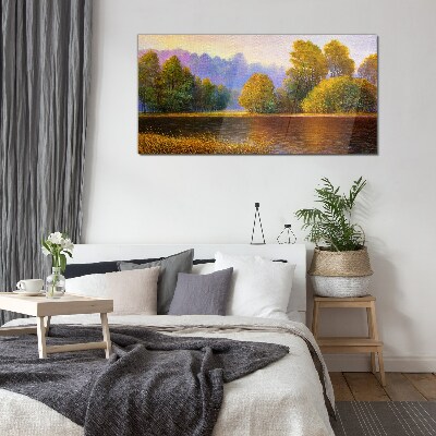A peaceful autumn landscape Wall art on glass