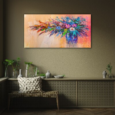 Colorful Flowers in a Vase Glass art print