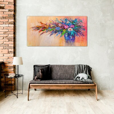 Colorful Flowers in a Vase Glass art print