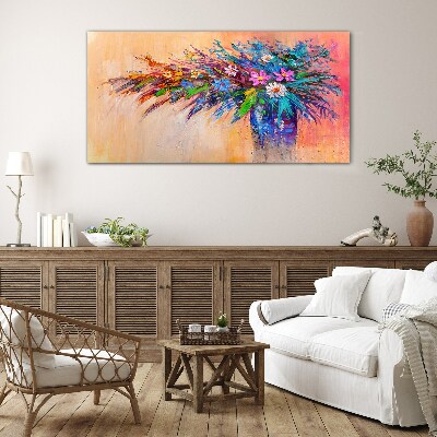 Colorful Flowers in a Vase Glass art print