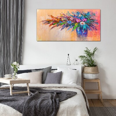 Colorful Flowers in a Vase Glass art print
