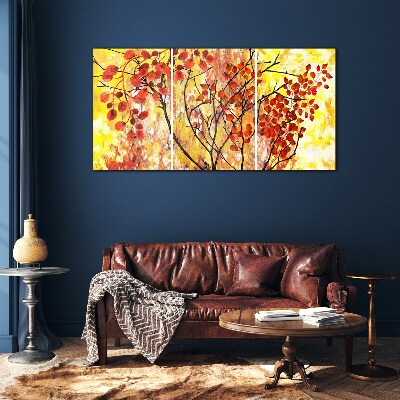 Abstraction leaves branches Glass Print