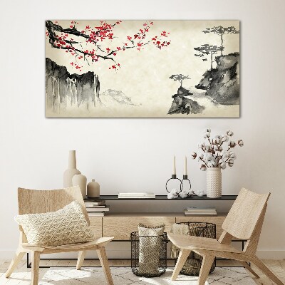 Asian cherry tree Glass Print