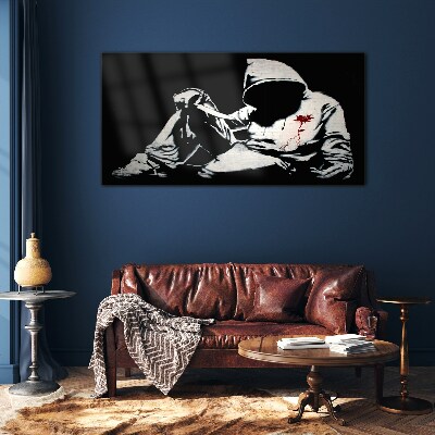 Man with a knife Banksy Wall art on glass