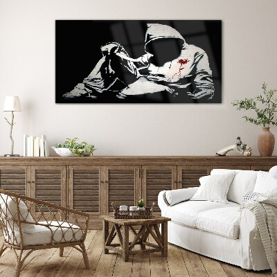 Man with a knife Banksy Wall art on glass