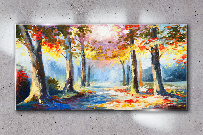 Autumn alley Glass art print