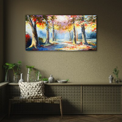 Autumn alley Glass art print