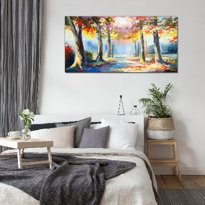 Autumn alley Glass art print