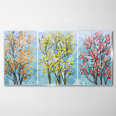 Autumn trees in colors Wall art on glass