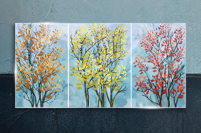 Autumn trees in colors Wall art on glass