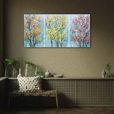 Autumn trees in colors Wall art on glass