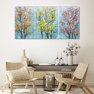 Autumn trees in colors Wall art on glass