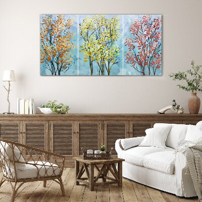 Autumn trees in colors Wall art on glass