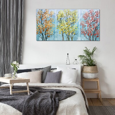 Autumn trees in colors Wall art on glass