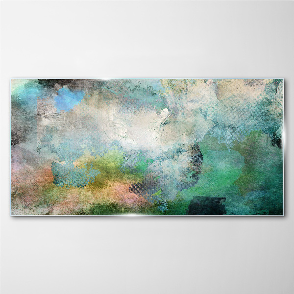 Abstract composition in shades of green Glass art print