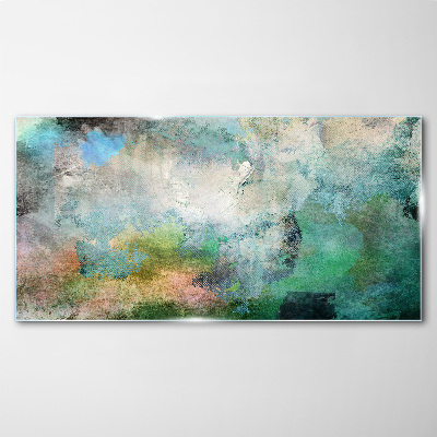 Abstract composition in shades of green Glass art print