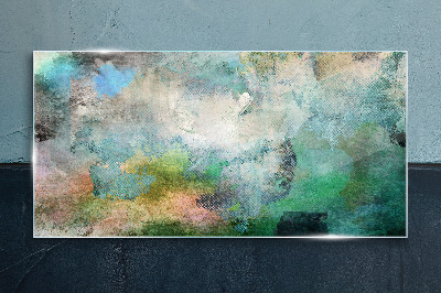Abstract composition in shades of green Glass art print