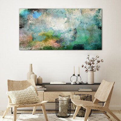 Abstract composition in shades of green Glass art print