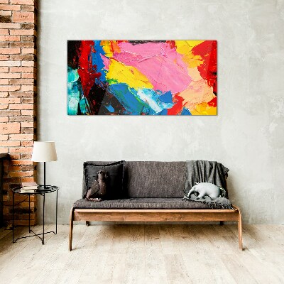 Colorful chaos on canvas Wall art on glass