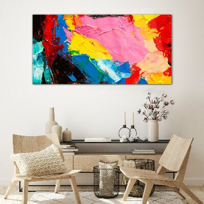 Colorful chaos on canvas Wall art on glass