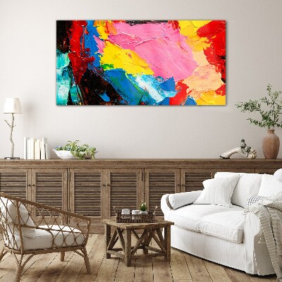 Colorful chaos on canvas Wall art on glass