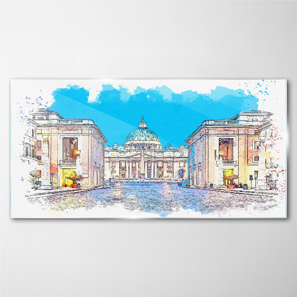 Vatican in watercolor colors Glass art print