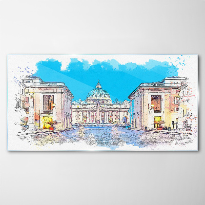 Vatican in watercolor colors Glass art print
