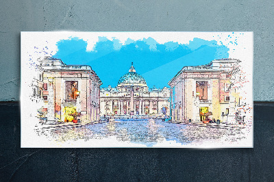 Vatican in watercolor colors Glass art print