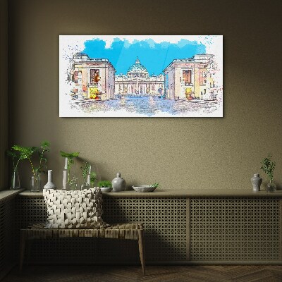 Vatican in watercolor colors Glass art print