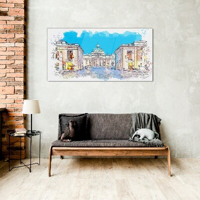 Vatican in watercolor colors Glass art print