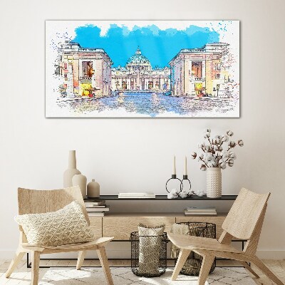 Vatican in watercolor colors Glass art print