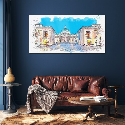 Vatican in watercolor colors Glass art print