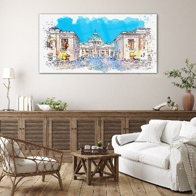 Vatican in watercolor colors Glass art print