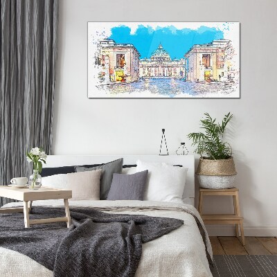 Vatican in watercolor colors Glass art print