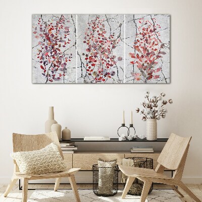 Autumn leaves on a marble background Glass art print