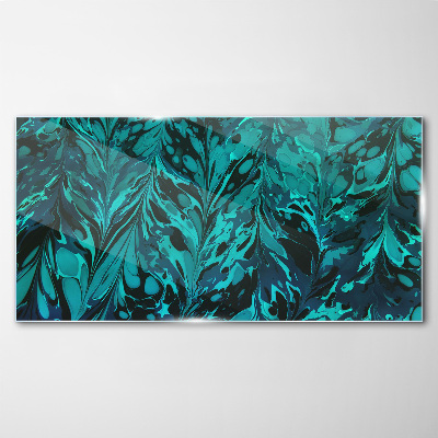 Turquoise swirls of abstraction Glass art print