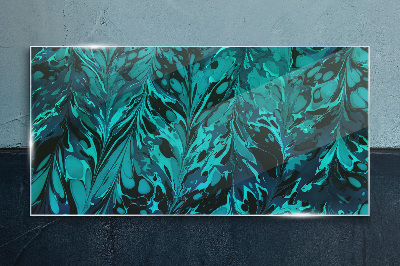 Turquoise swirls of abstraction Glass art print