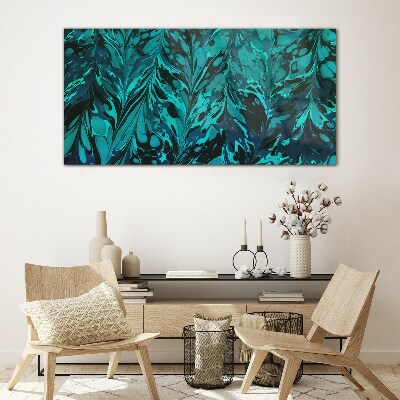 Turquoise swirls of abstraction Glass art print