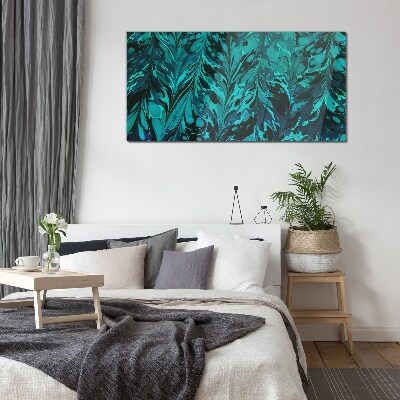 Turquoise swirls of abstraction Glass art print