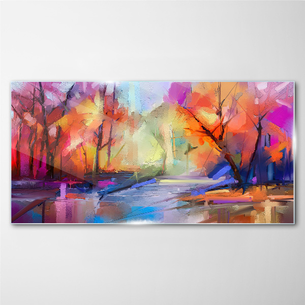 Colorful autumn landscape Wall art on glass