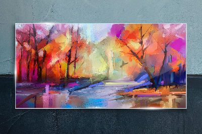 Colorful autumn landscape Wall art on glass