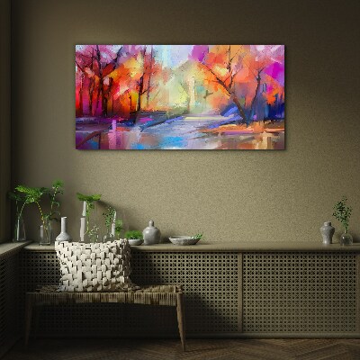 Colorful autumn landscape Wall art on glass