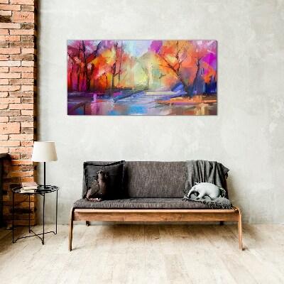 Colorful autumn landscape Wall art on glass